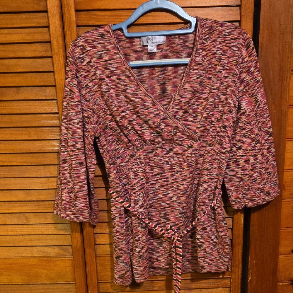 Nine & Co. Vibrant Knit Wrap Top